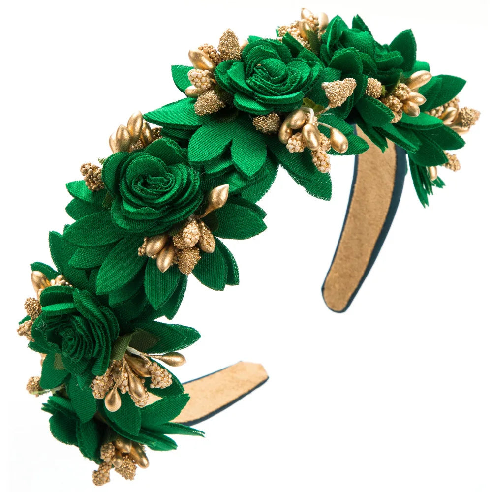 Simulation Rose Flowers Hairbands for Women Tiaras Crown Headband Hair Jewelry Party Birthday Costume Accessories