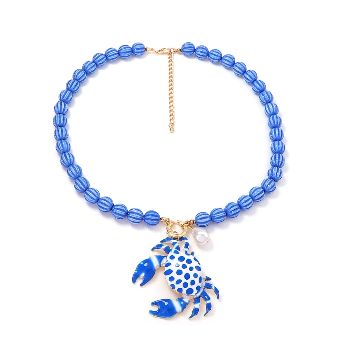 2026 Summer Beach Vacation Style Ocean Lobster Crab Pendant Colorful Beaded Necklace