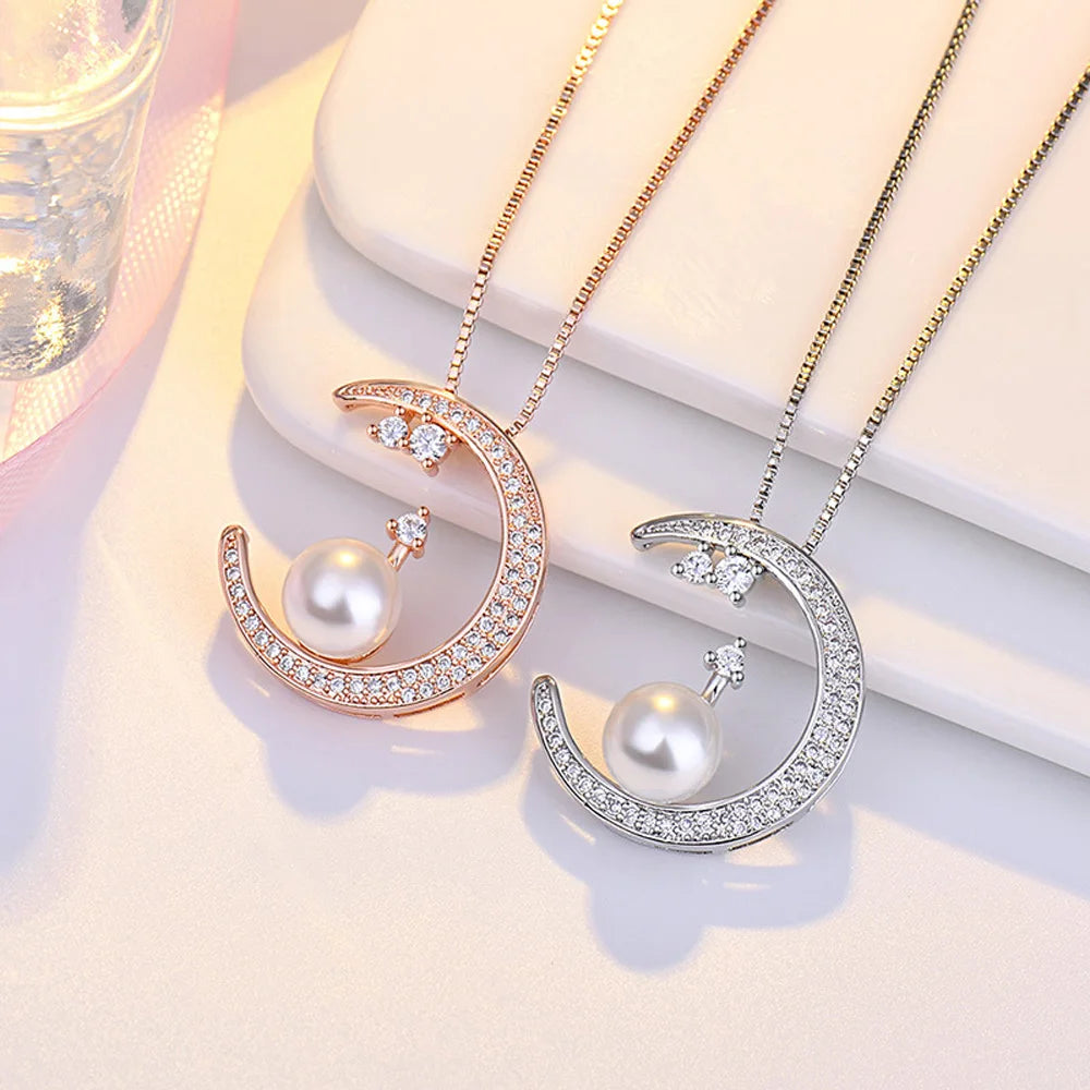 925 Sterling Silver Necklace Pendant 5A zircon Moon High Quality Fashion Jewelry For Women Men Wedding Birthday Party Gift