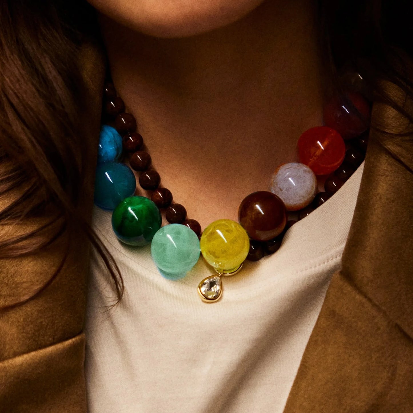 Summer Beach Chunky Bead Neckalce for Women  Multicolored Handmade Beading Collarbone Choker Boho Jewelry Holiday Gifts Bijoux