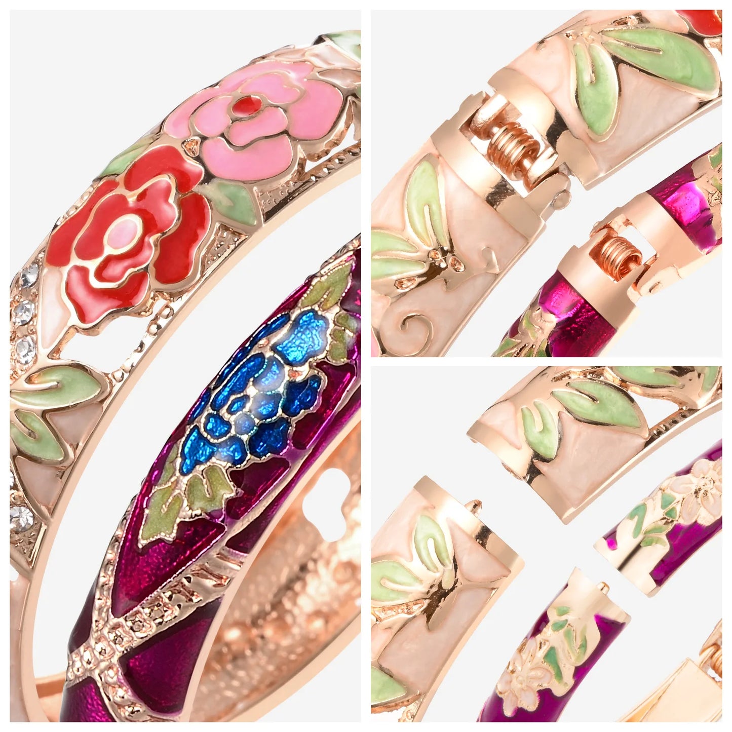 Cloisonne Bangle For Women Double Enamel Bangle Set Nude Purple Bracelet On Hand Women's Jewelry Accessories Indian Style Trendy