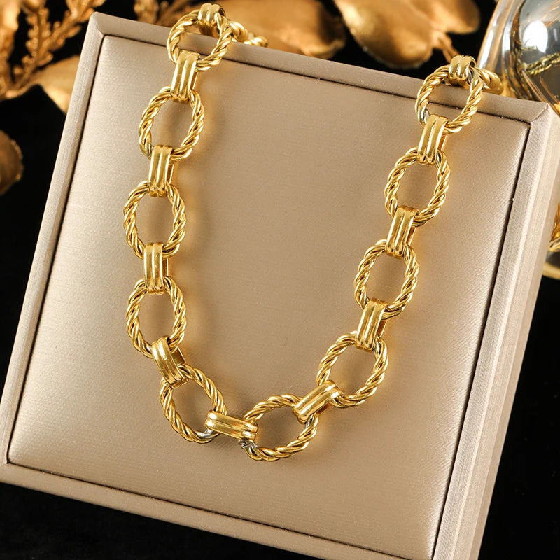 EILIECK 316L Stainless Steel Chain Necklace New Metal Texture Silver Color Fashion Necklace Waterproof Jewelry Bijoux Femme Gift
