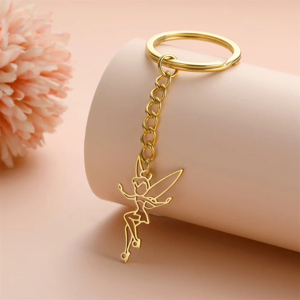My Shape Fairy Keychain Creative Fantasy Elf Key Ring for Women  Stainless Steel Bag Car Keychain Fashion Jewelry Wholesale