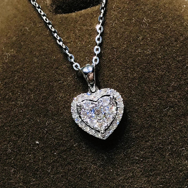 OXTAO Heart Shaped Moissanite Pendant Necklace Certified for Women 14K Gold Filled Romantic Jewelry Wedding Anniversary Gift