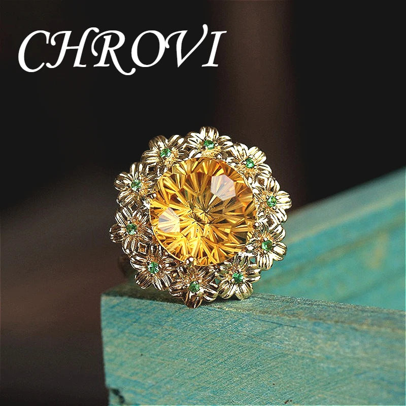 Light luxury ice flower 18K gold versatile flower open ring ring for women jewelry