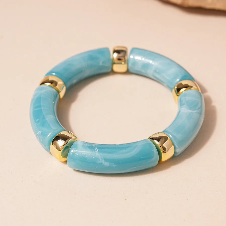 KMVEXO Vintage Turquoise Blue Geometric Resin Bangle Women Irregular Wide Bracelet Ladies Bohemian Beach Acrylic Bangles Jewelry