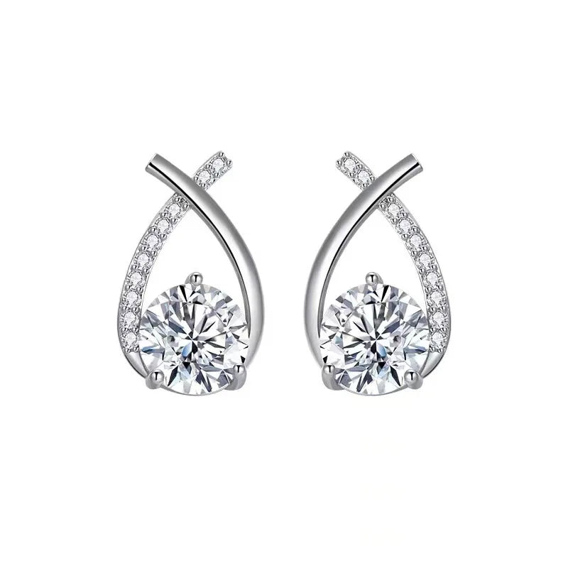New 925 Sterling Silver Earrings Sparkly Zircon for Women Fashion Wedding Engagement Party Jewelry Gifts