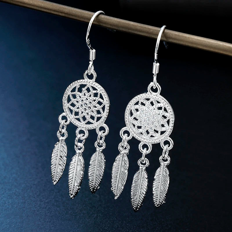URMYLADY Fine 925 Sterling Silver Charm Necklace Earring Jewelry for Women Retro Set Wedding Gift TRENDY