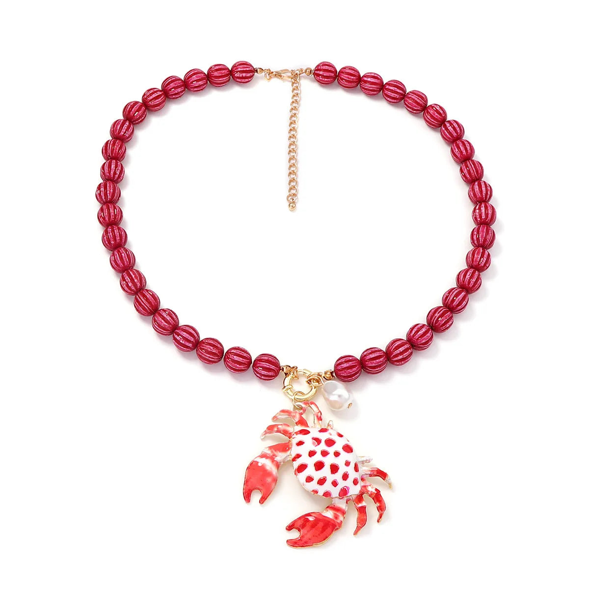 2026 Summer Beach Vacation Style Ocean Lobster Crab Pendant Colorful Beaded Necklace
