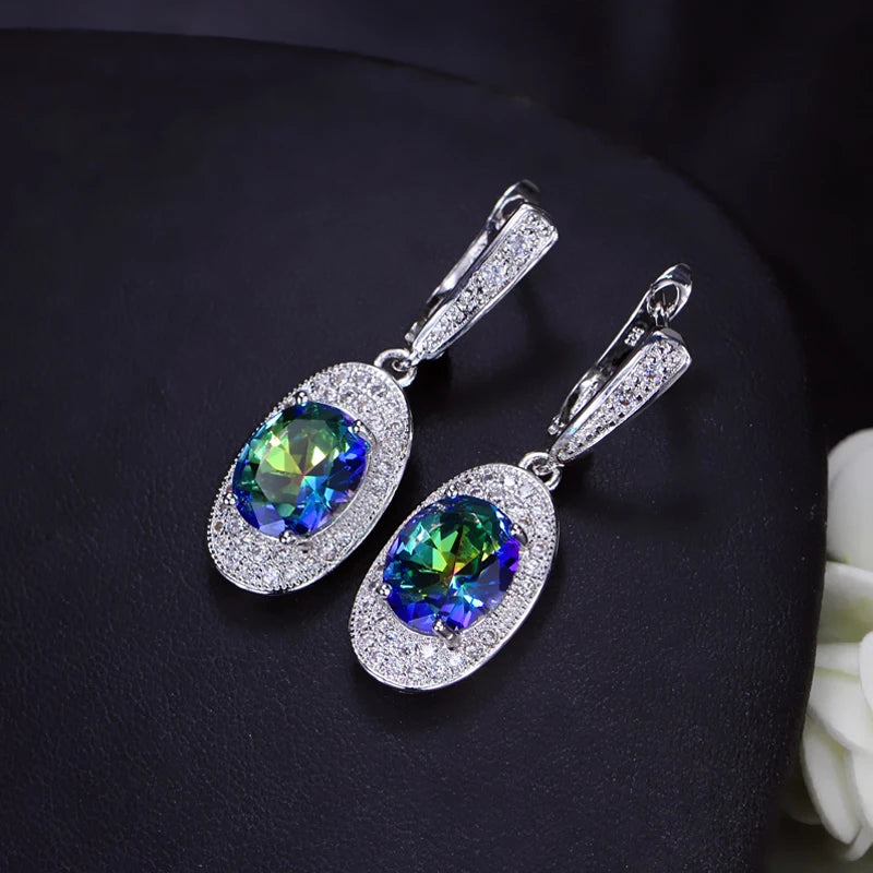 ThreeGraces Luxury Mystic Rainbow Cubic Zirconia Stone Bridal Party Hoop Earrings for Women New Fashion Prom Jewelry E1427
