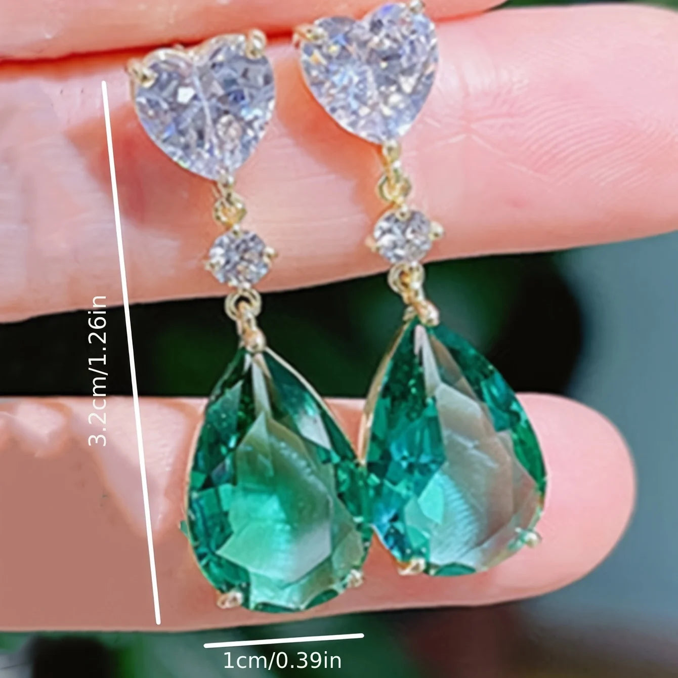 1pair Luxury Geometric Elegant Heart Water Drop Shape Earrings For Women Wedding Engagement Party Jewelry-no box