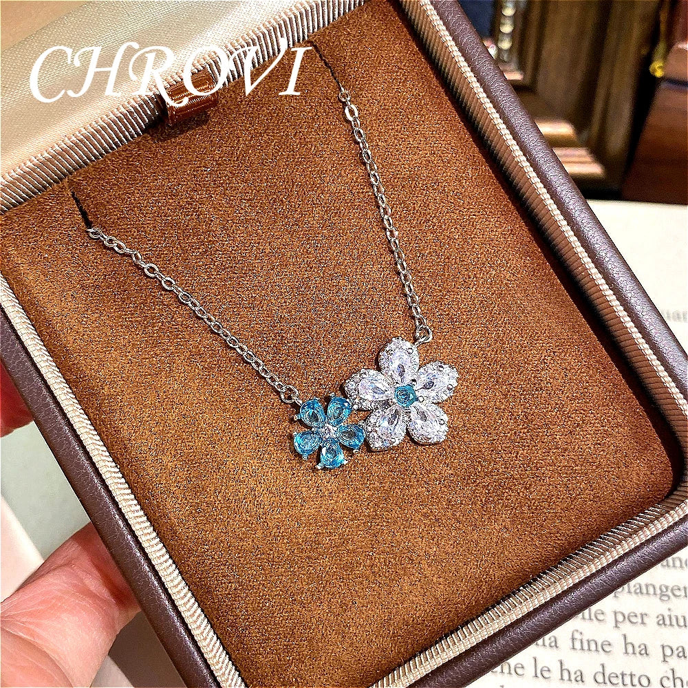 High-grade 925 pure silver flower fresh and three-dimensional elegant multi-purpose lockbone chain jewelry accessory