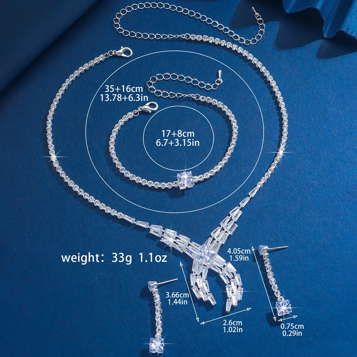 Red Carpet Aura Ladder Square Diamond Cross Knot Set Exaggerated Eye-Catching Three Piece Set Stage Runway Accessories
