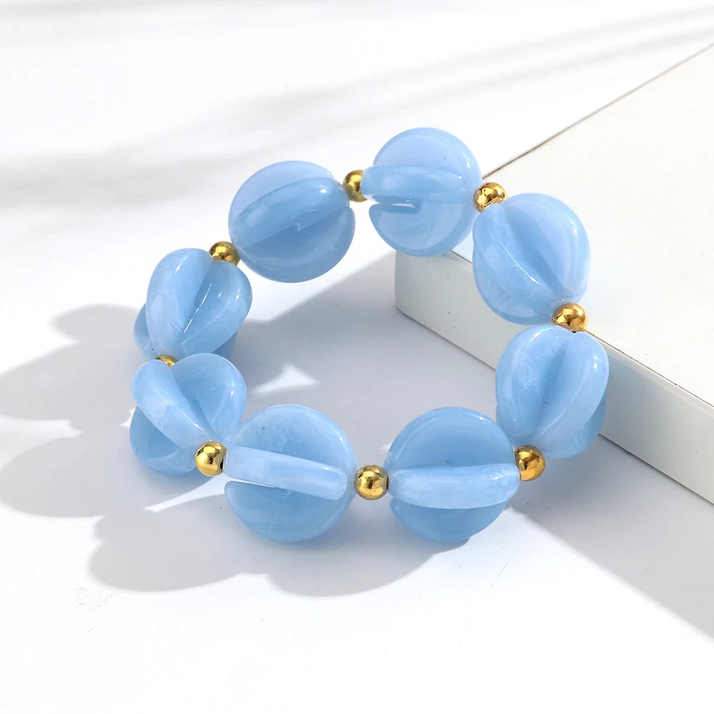 Fashion Colorful Geometric Round Beaded Elastic Bracelets for Women Boho Acrylic Geometry Stretch Bracelet 2026 New Jewelry