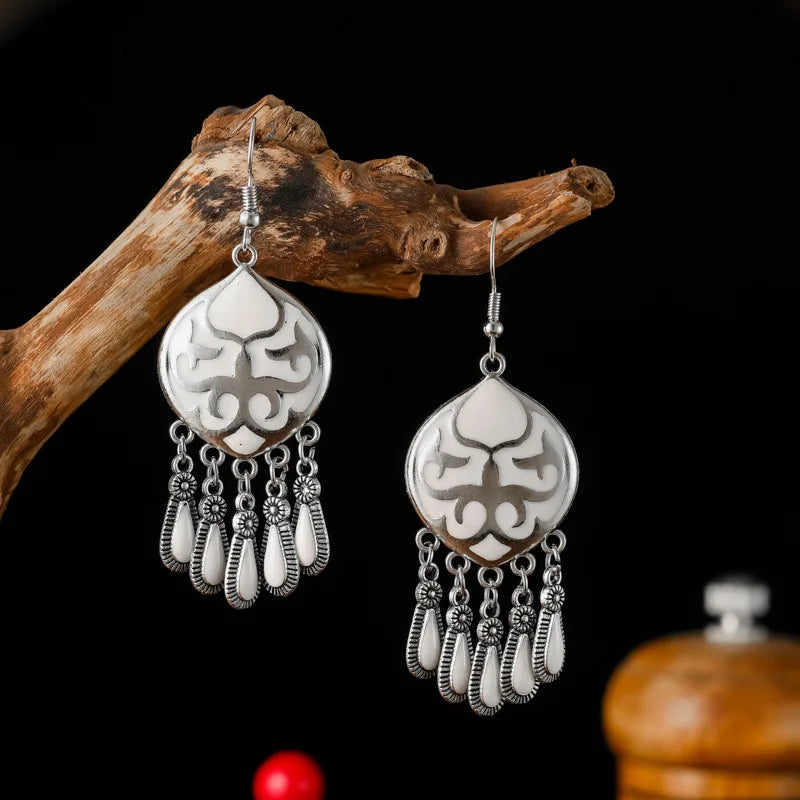 New Ethnic Fire Totem Earrings for Women Creative Design Short Style Enamel Vintage Water Drop Earrings Party Daily Jewelry