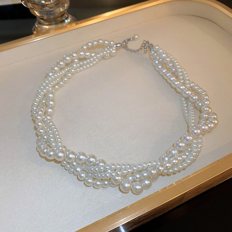 Luxury Twining Pearl Choker Necklaces for Women Geometric Necklaces Weddings Bride Jewelry Accessories