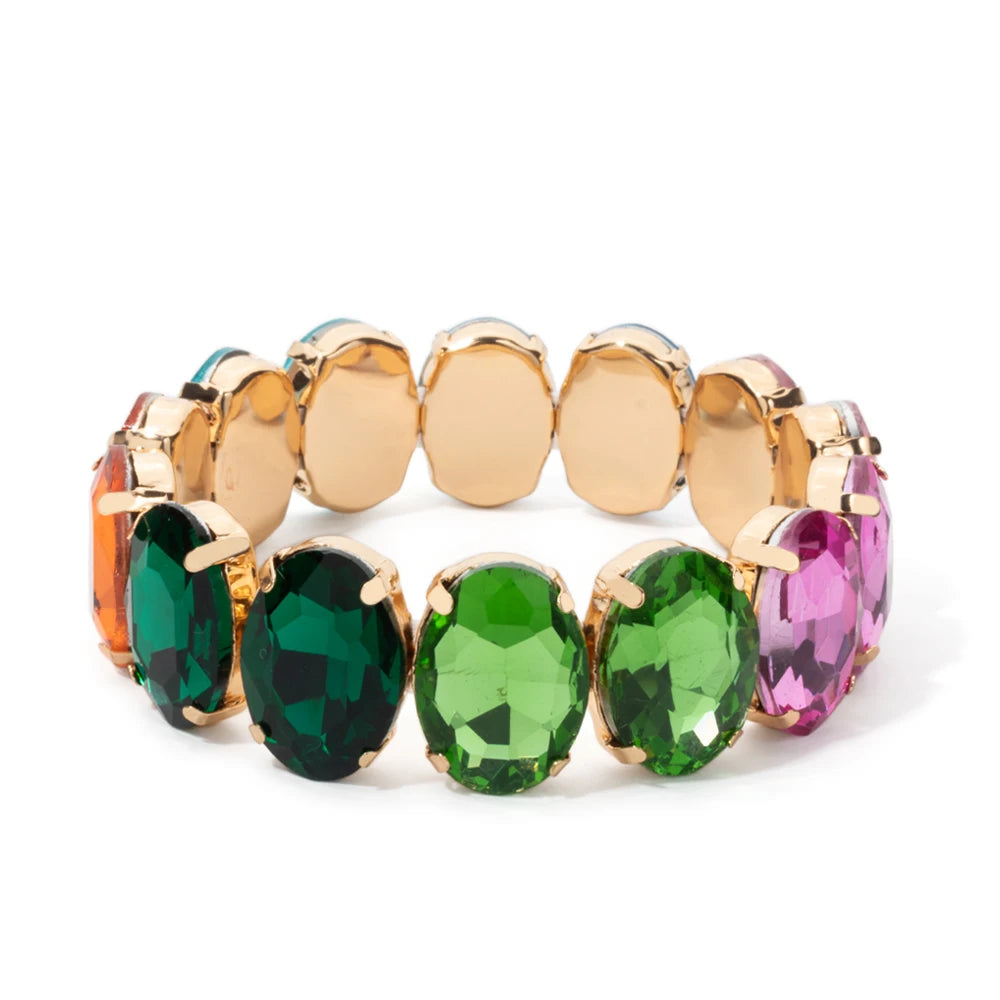 BEUTIFOR New Arrival 18mm Colorful Rhinestone Drop Bracelet for Women Gold Color Copper Prong Setting Crystal Jewelry