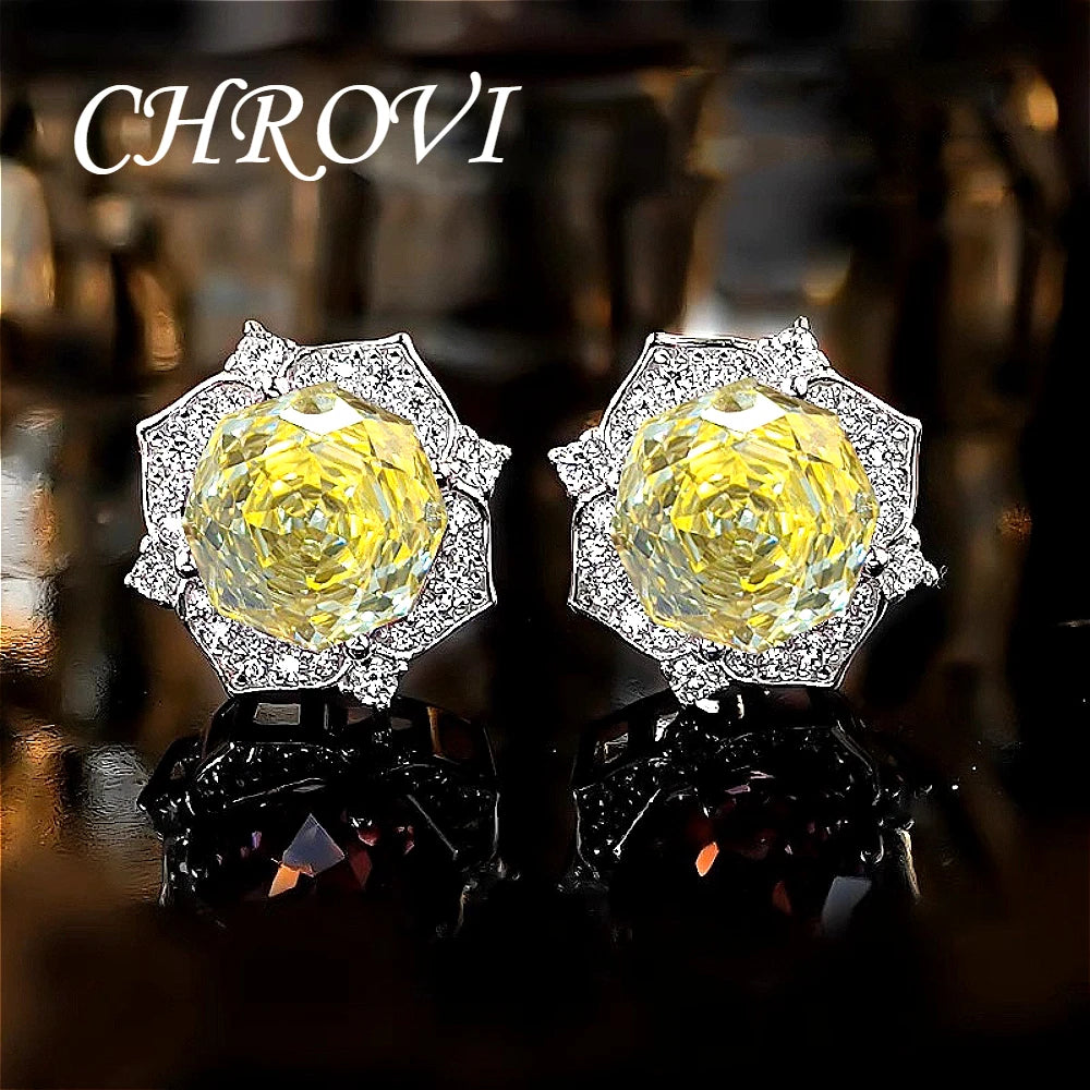 Luxury-Style 925 Sterling Silver Rose Diamond Flower Necklace Pendant Earring Ring Women's Set