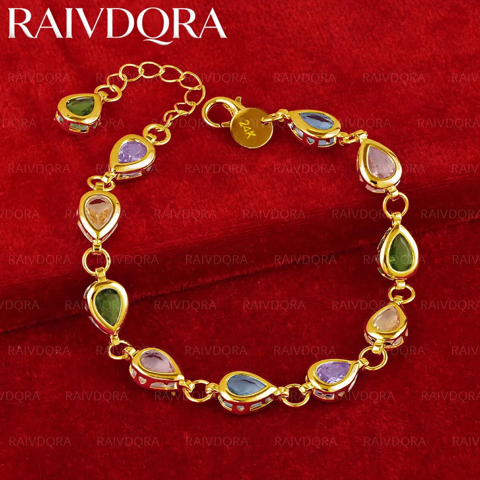 18K Gold Plated Color Zircons Bracelet For Women Men Fashion Jewelry Charm Grace Noble Wedding Accessories