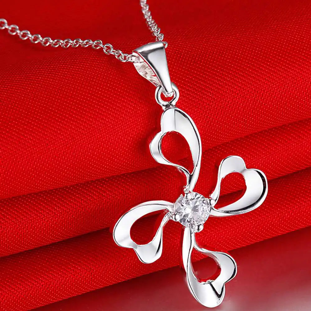 New 925 Sterling Silver Necklace Pendan Cross Beautiful For Women Exquisite Student Girlfriend Jewelry Accessories Wedding Gift