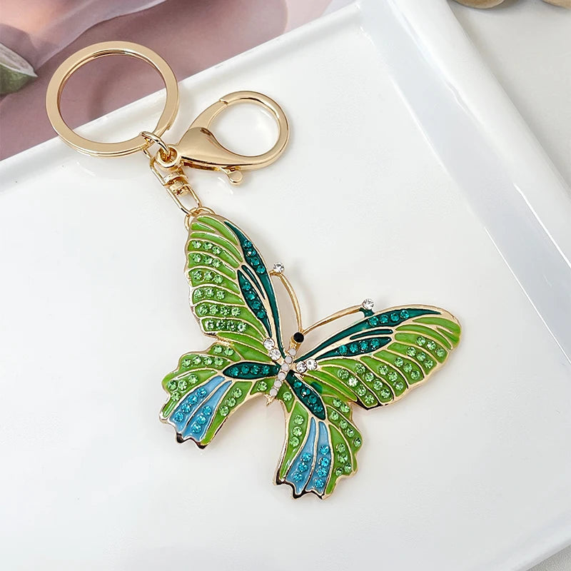EASYA 2024 New Butterfly Keychain Collection Rhinestone Crystal Inlaid Car Pendant Handicrafts