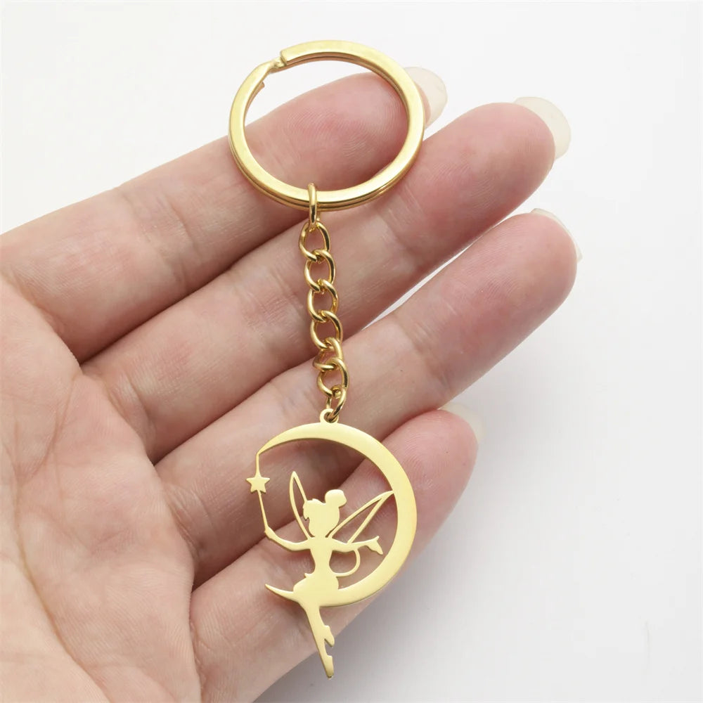 My Shape Fairy Keychain Creative Fantasy Elf Key Ring for Women  Stainless Steel Bag Car Keychain Fashion Jewelry Wholesale