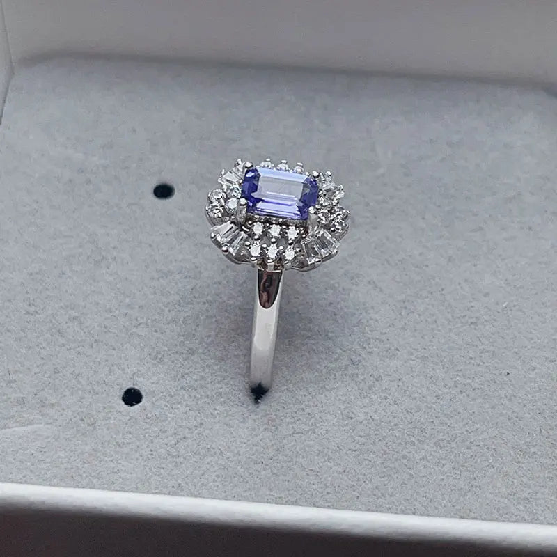 4mm*6mm Natural Tanzanite Ring with Certificate 925 Silver Tanzanite Jewelry with Thick Gold Plating Birthday Gift for Women