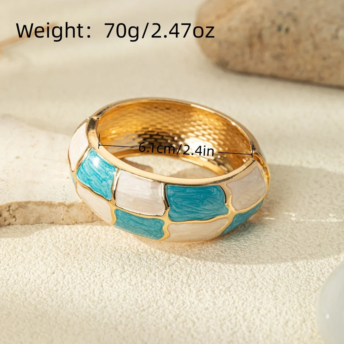 KMVEXO Bohemian Blue Enamel Cuff Bangles Geometric Irregular Gold Color Metal Wide Bracelet For Women Men Punk Pearl Jewelry