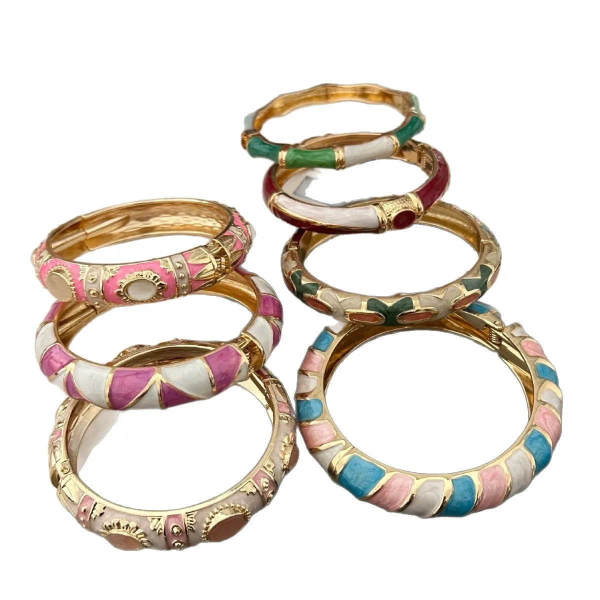 KMVEXO Colorful Enamel Resin Bamboo Bangle Geometry Bracelet for Women Gold Color Metal Bangles Trendy Love Jewelry