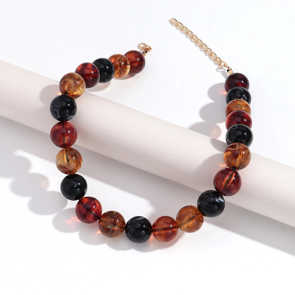 20mm Colorful Acrylic Geometric Round Beads Choker Necklace Fashion Resin Beaded Collar Necklaces New Jewelry Gifts