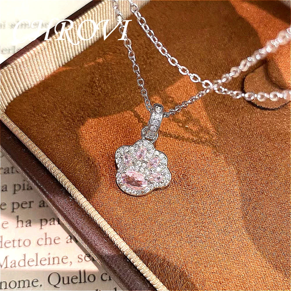 Luxurious best-selling Chinese-style red corundum cat paw pendant with a cat paw collar chain for women on the back cover design