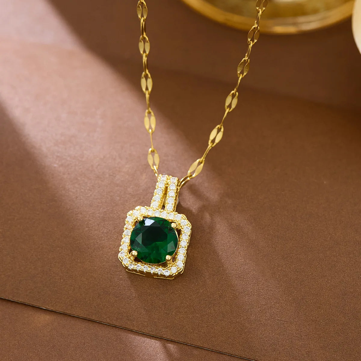 Korean Style Fashion Square Zircon Stainless Steel Necklaces For Women Luxury Elegant Female Clavicle Chain Jewelry Wholesale