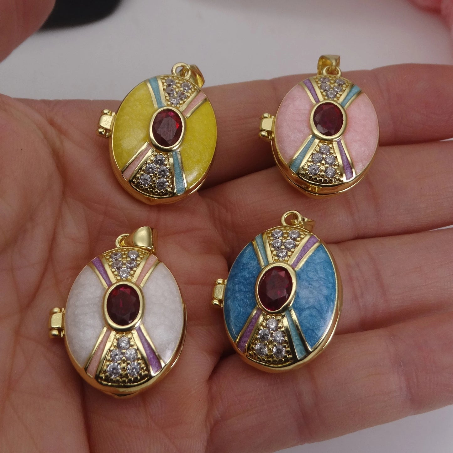 Micro Zircon oil drip photo box Pendant necklace case gaine pendant necklace copper chain jewelry necklace