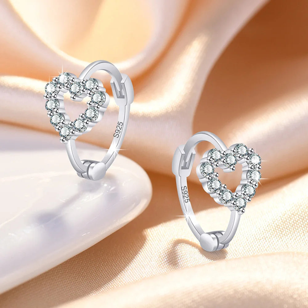 925 Sterling Silver Earrings Heart For Women Exquisite Student Girlfriend Fashion Jewelry Accessories Wedding Gift