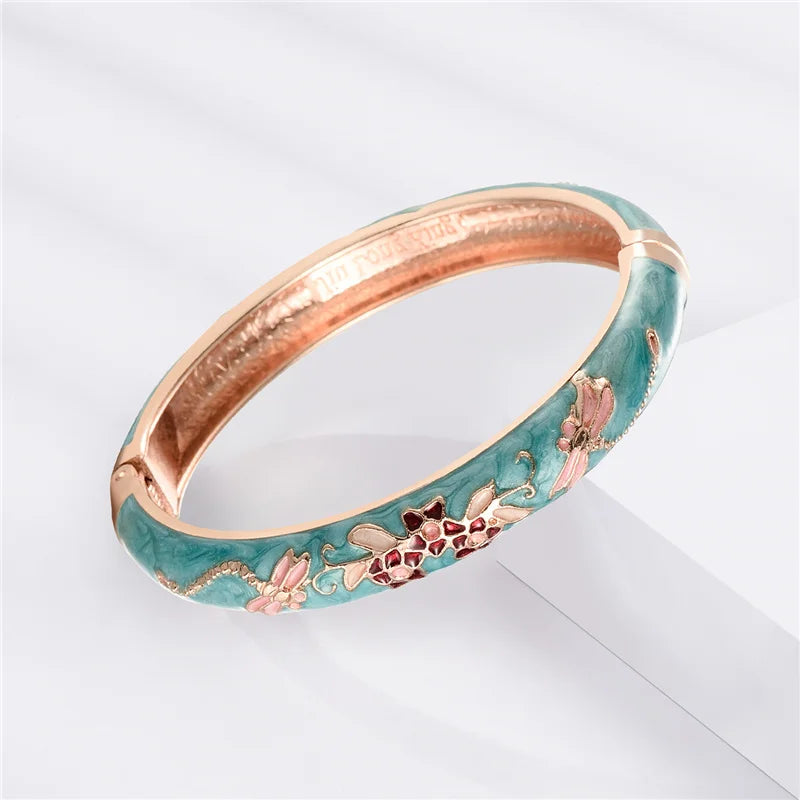 Cloisonne Bracelet For Women Bangles On Hand Enamel Jewelry Flower Women's Hand Bracelet Female Bangle Mother's Day Gifts Wife