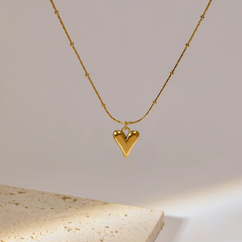 EILIECK 316L Stainless Steel Gold Color Heart Love Necklace Earrings Trendy For Women New Party Gift Waterproof Jewelry Set