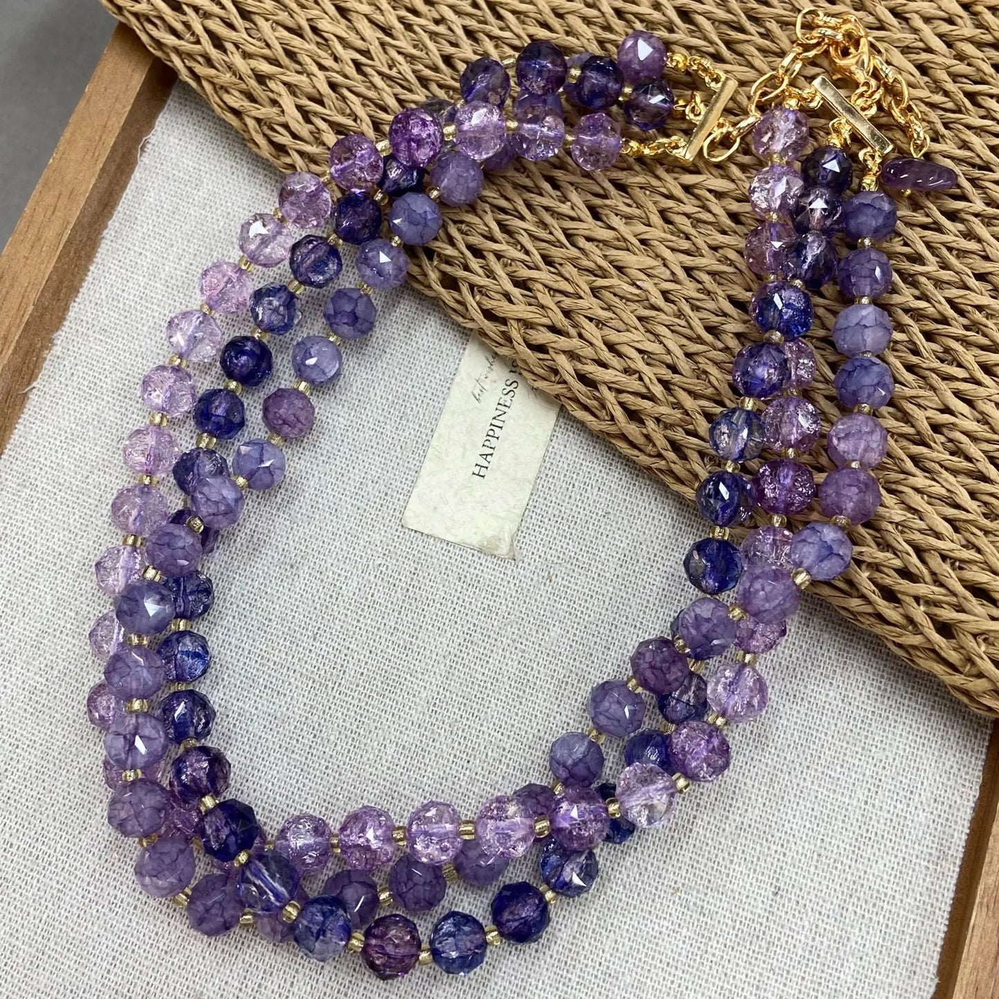 Multi Layer Natural Amethyst Beaded Necklaces Women Vintage Purple Crystal Chokers Elegant Jewelry Wedding Party Accessories
