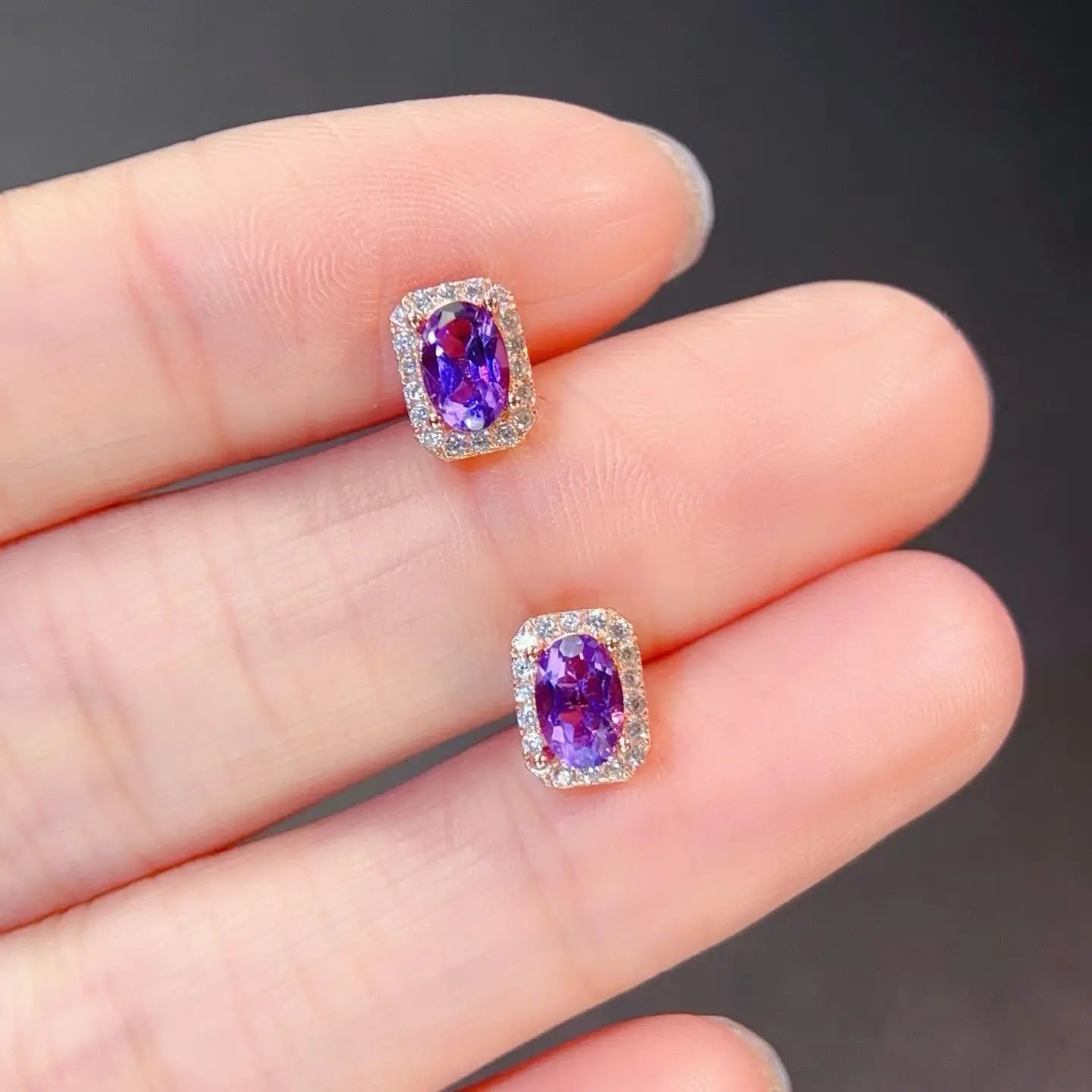 Natural Amethyst 925 Silver Earrings with Certificate 4x6mm Genuine Amethyst Earrings Fashion Daily Commute Jewelry for Women