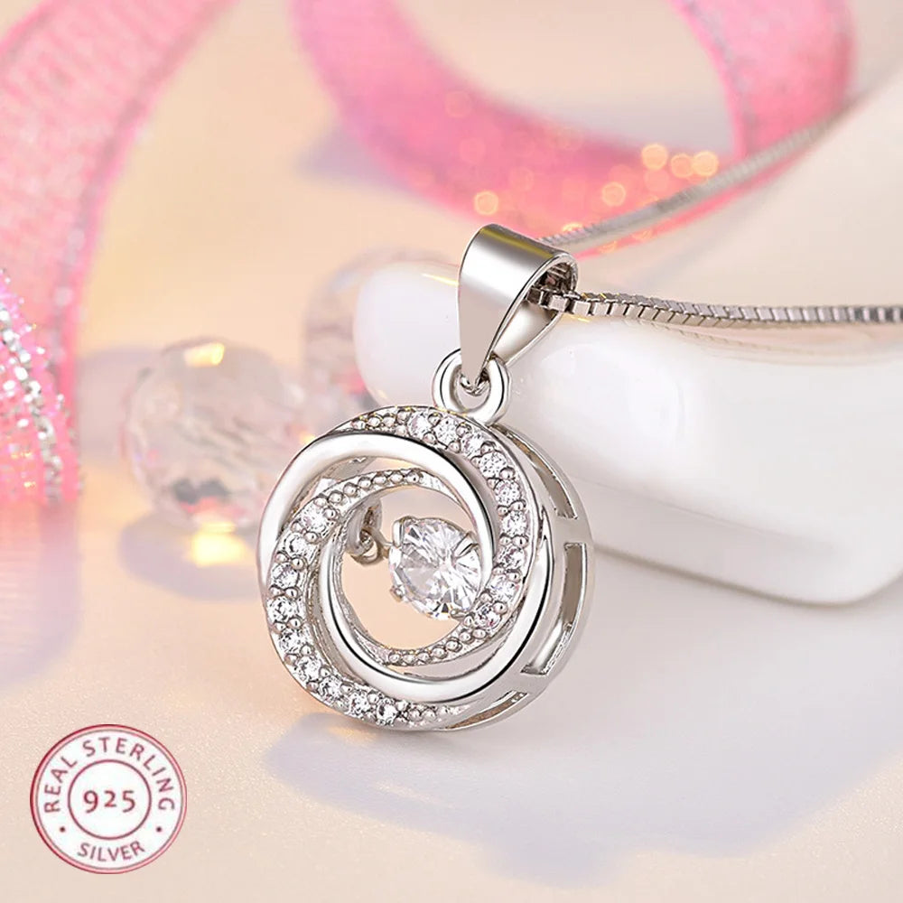 925 Sterling silver necklace pendant High quality Round luxury Fashion jewelry chains For Women Men Wedding Birthday Party Gift