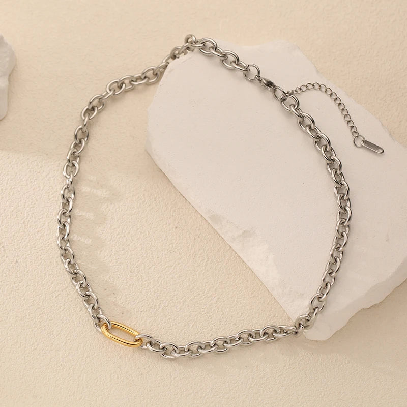 EILIECK 316L Stainless Steel Silver Color High Quality Metal Chain Necklace Bracelet Set Waterproof Popular Casual Jewelry Women