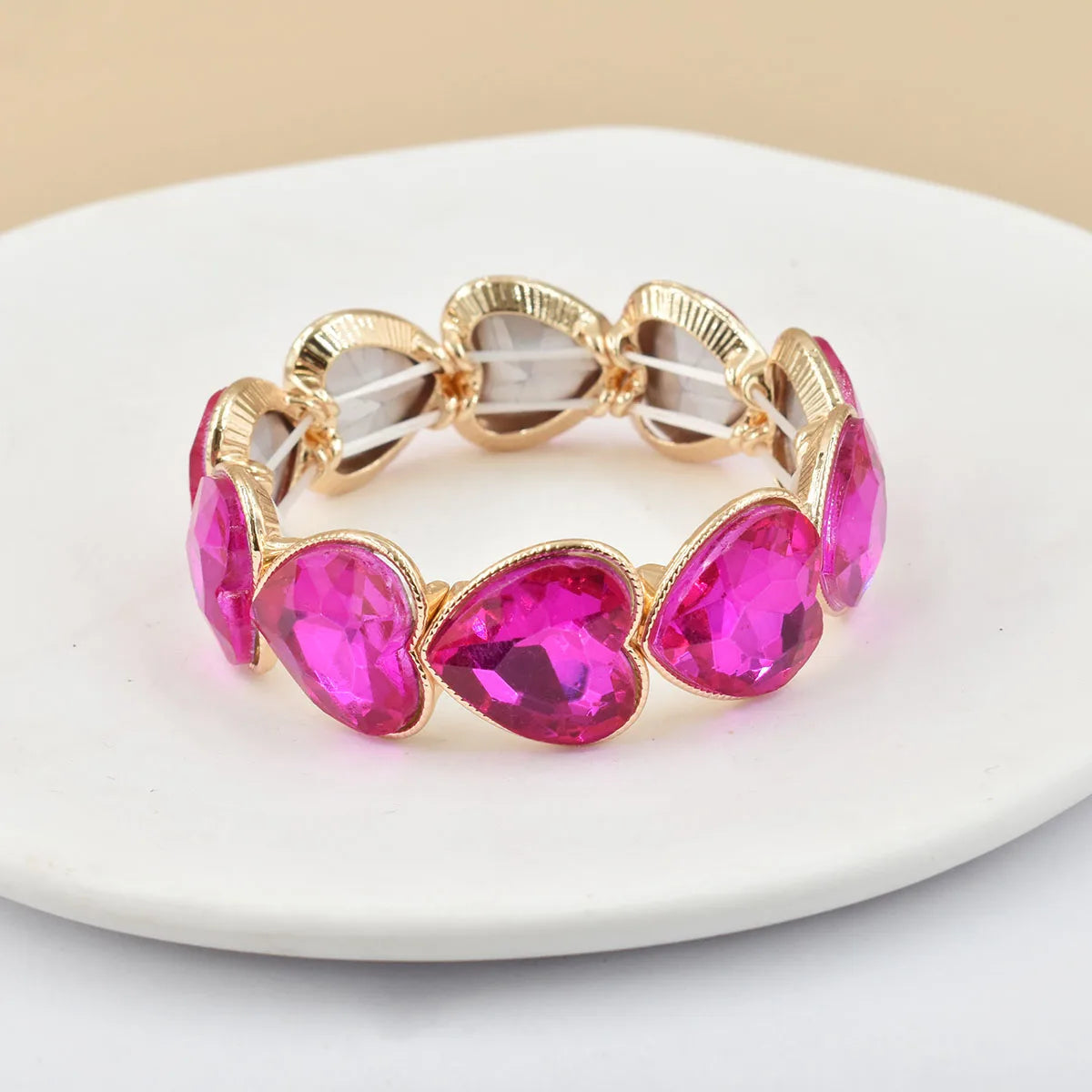 2026 New fashion crystal Women bracelet geometry thread red white blue charms elastic band heart shaped glass Atmospheric Love