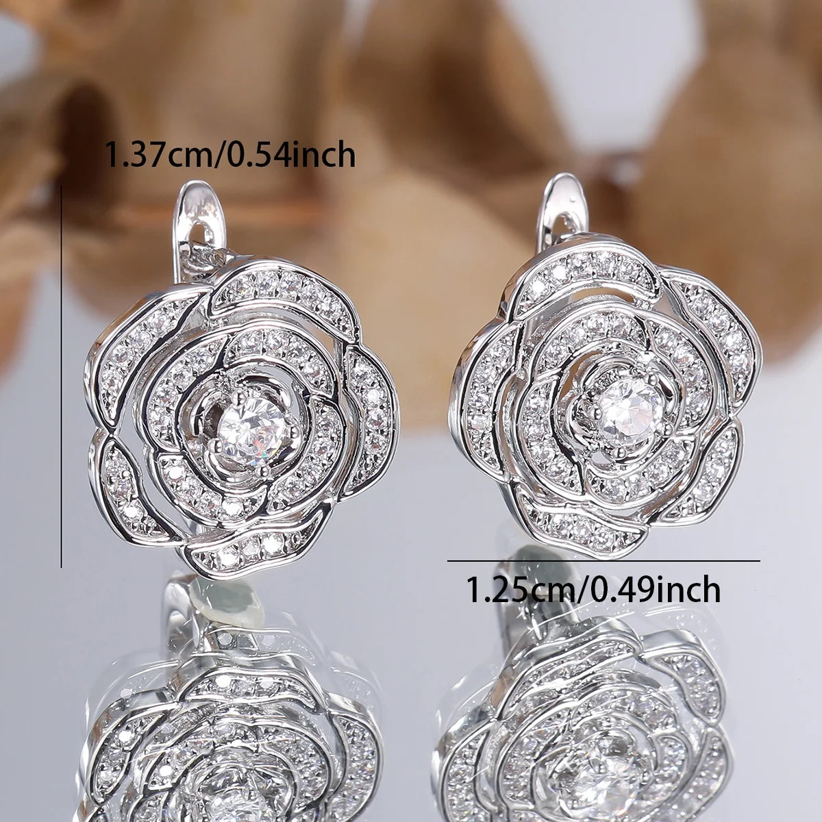 Small White Flower Stone New Fashion Stud Earrings For Women New Trendy Silver Color Birthstone Wedding Jewelry Bridal Gifts