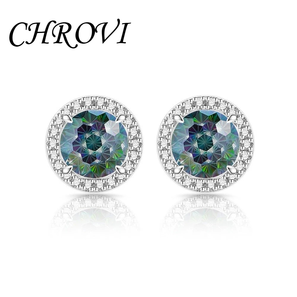 Exquisite 925 sterling silver gemstone-cut princess round earrings with ultra-shiny high-carat diamonds.