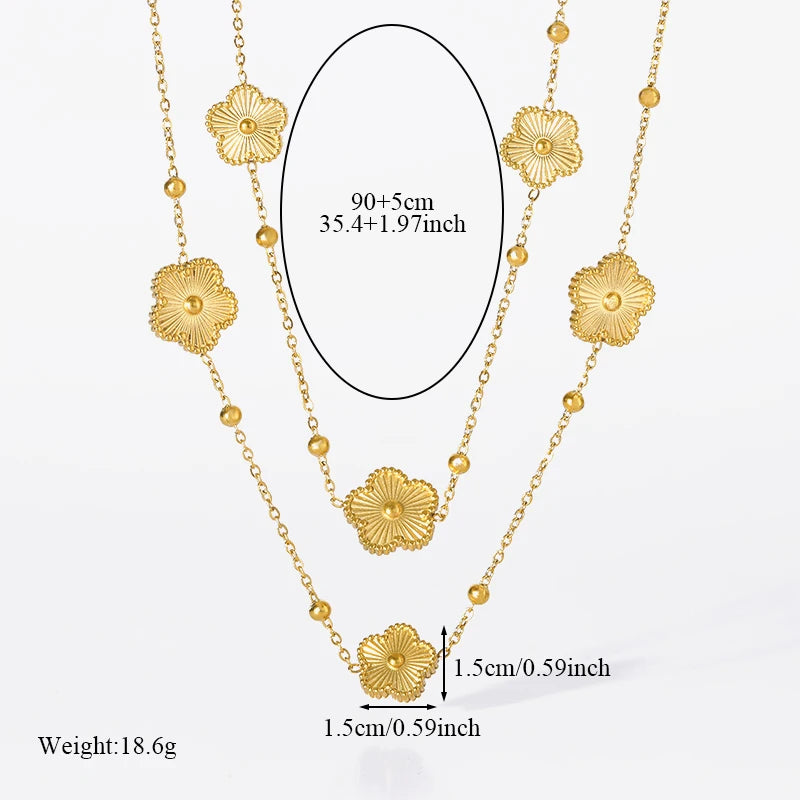 EILIECK 316L Stainless Steel Large Flower White Pearl Necklace For Women Fashion New Party Gift Neck Chain Waterproof Jewelry
