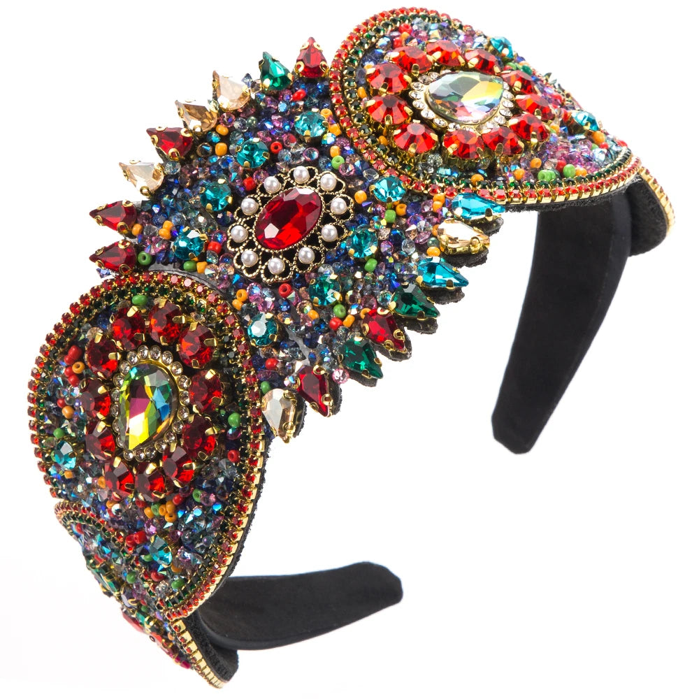 Hair Hoops Retro Palace Style Full Of Drill Bit Wide Edge Hoops Women's Elegant And High End Dinner Hair Accessories