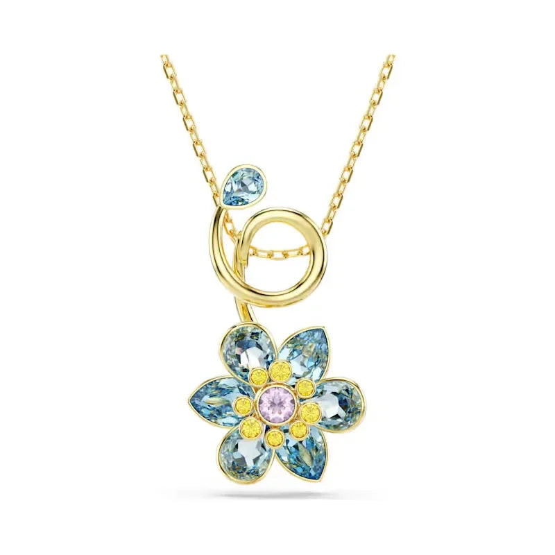 2026 New Trend Original Luxury Crystal Set Charm Yellow Pink Blue Flower Crystal Pendant Fashion Necklace Earring Gift for Women