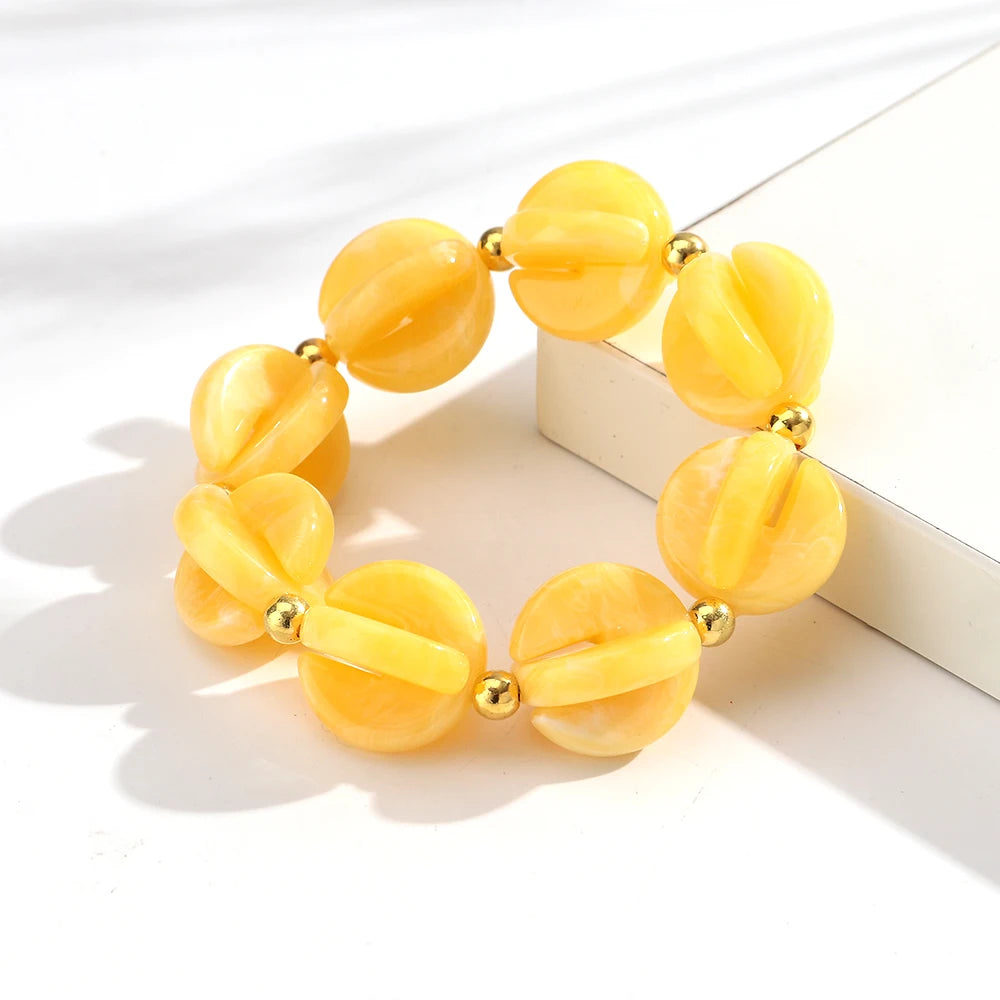 Fashion Colorful Geometric Round Beaded Elastic Bracelets for Women Boho Acrylic Geometry Stretch Bracelet 2026 New Jewelry