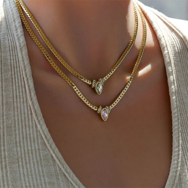 EILIECK 316L Stainless Steel Heart Chokers Necklace For Women New Fashion Collar Neck Chain Waterproof Gold Color Jewelry Gift