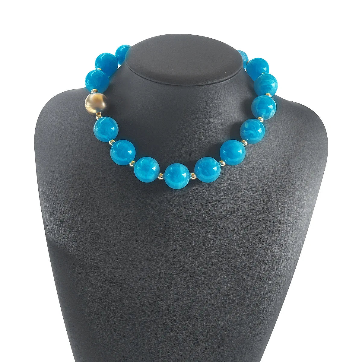 KMVEXO Fashion Colorful Round Resin Beaded Chokers Necklace for Women Smudging Acrylic Necklaces Neck Chain Daily Party Jewelry