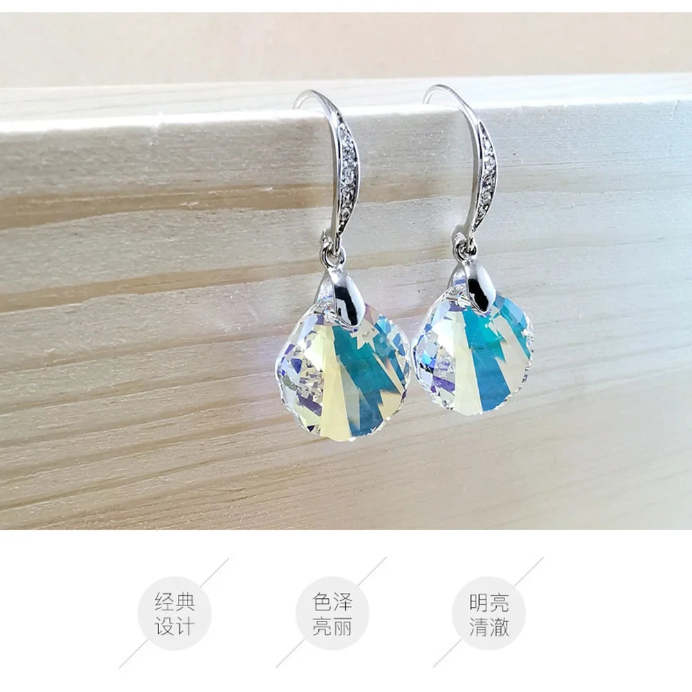 Small Shell Elegant Charm Female Rainbow Zircon Stone Silver Color Dangle Earrings 2026 Fashion Wedding Jewelry For Women